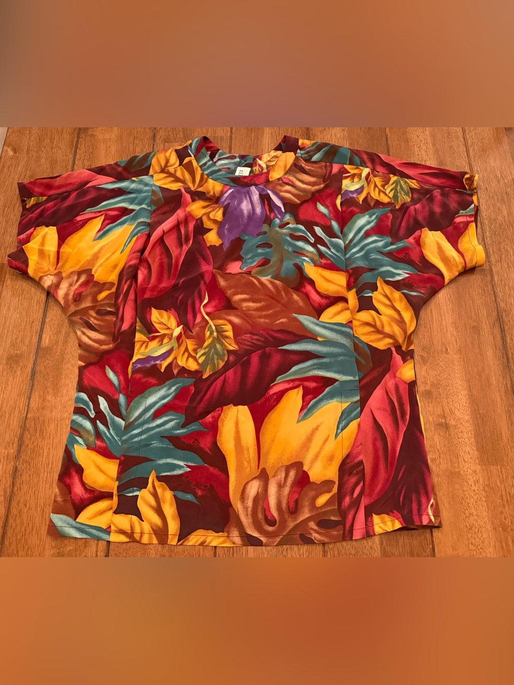 Vintage 80’s Linda Allard for Ellen Tracy 100%Silk Floral Blouse Top Whimsical